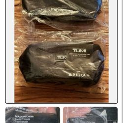 DELTA TUMI Black Nylon Soft Case Amenities Bag Kiehls NEW