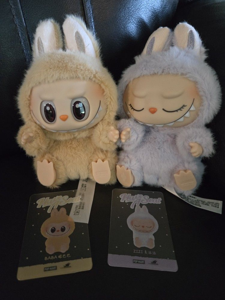 Lot Of 2 Labubu Have A Seat Baba And Zizi Plush Toy Keychain Pendant