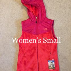 NORTH FACE / SOFT Fuzzy RETRO Vest Fleece Sweatshirt Jacket Coat  / Women’s Small (S) / Brand New w/ Tags!! / Pink Grapefruit