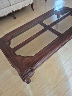 Glass top coffee and side table