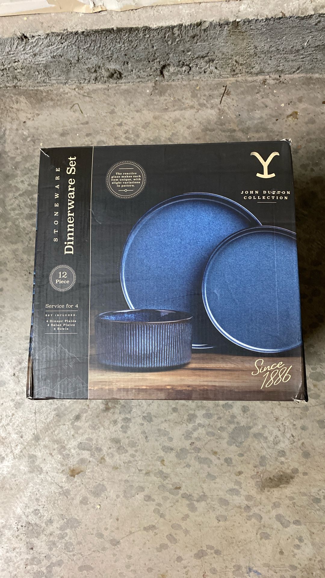 Yellow Stone 12 Piece Stoneware Set Dishwasher- Microwave- Freezer Safe