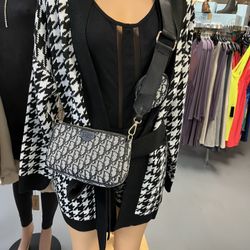 Two-piece black sweater outfit