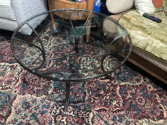 Glass top small metal coffee table