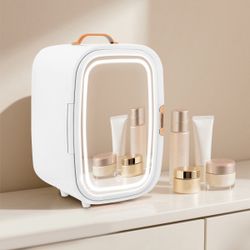Skincare Fridge 6L with Mirror and Light（3-Light Mode） | Pro-Style Beauty Fridge for Bedroom & Makeu