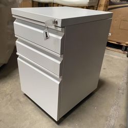 Mobile File Cabinet for Home Office, Lockable 3 Drawer Filing Cabinet with Wheels for A4-Size/Letter-Size/Legal-Size, Fully Assembled Except Casters, 
