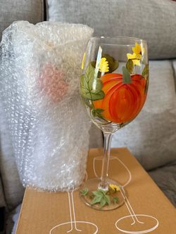 2PCS Hand-Painted Pumpkin Wine Glass