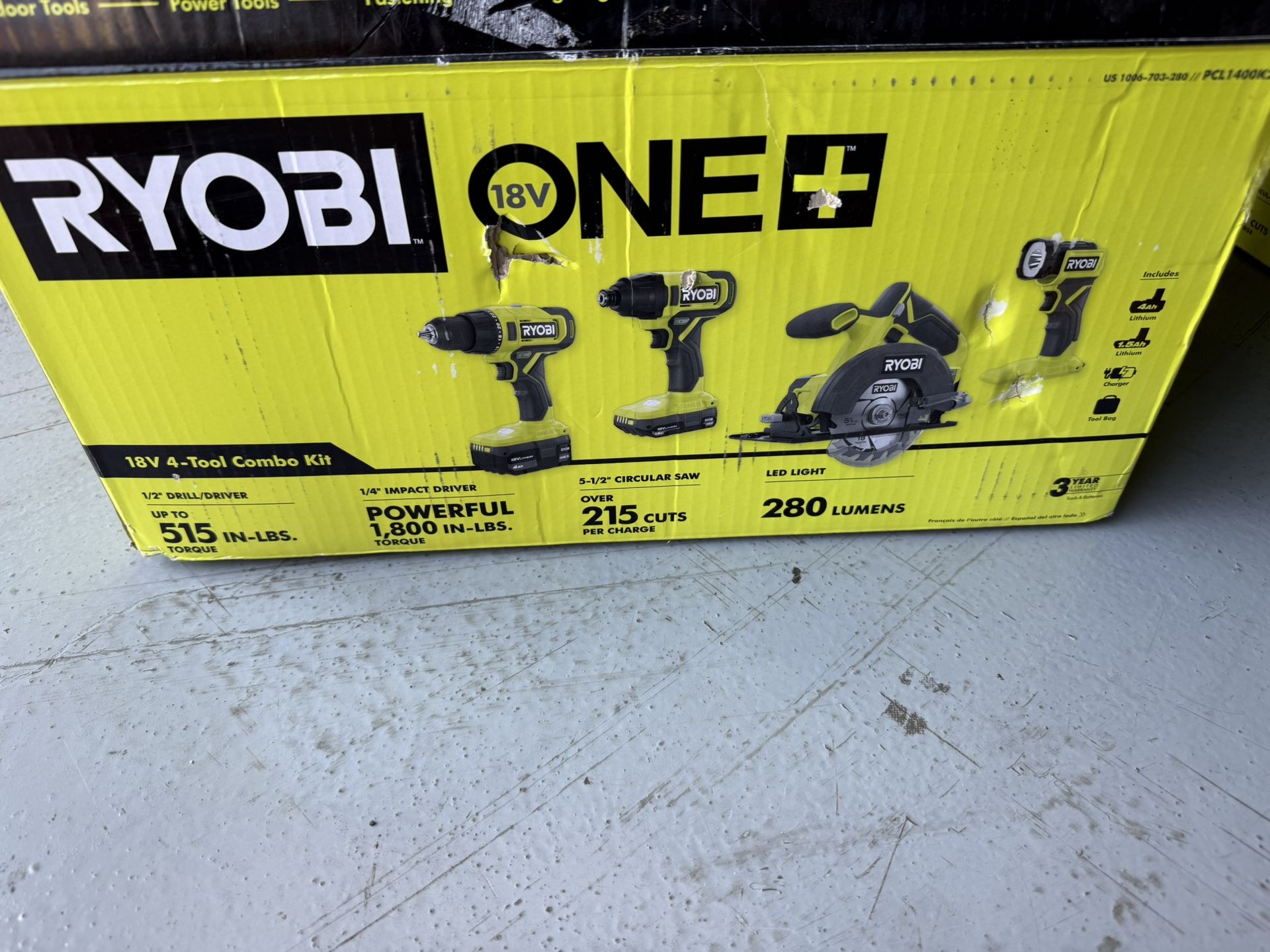 New RYOBI ONE+ 18V Cordless Tool Combo Kit with Ah Battery