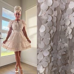 NWT $170 Anthropologie White The Somerset Mini Dress: Floral Appliqué Edition XS