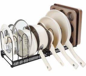 Pots and Pans Organizer under Cabinet Expandable 14 Dividers Black