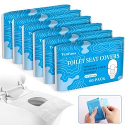 Toilet Seat Covers (60 pack), XL Flushable and Biodegradable Paper Cover Disposable for Adult and Kids’ Potty Training, Great for Airplane, Travel Sea