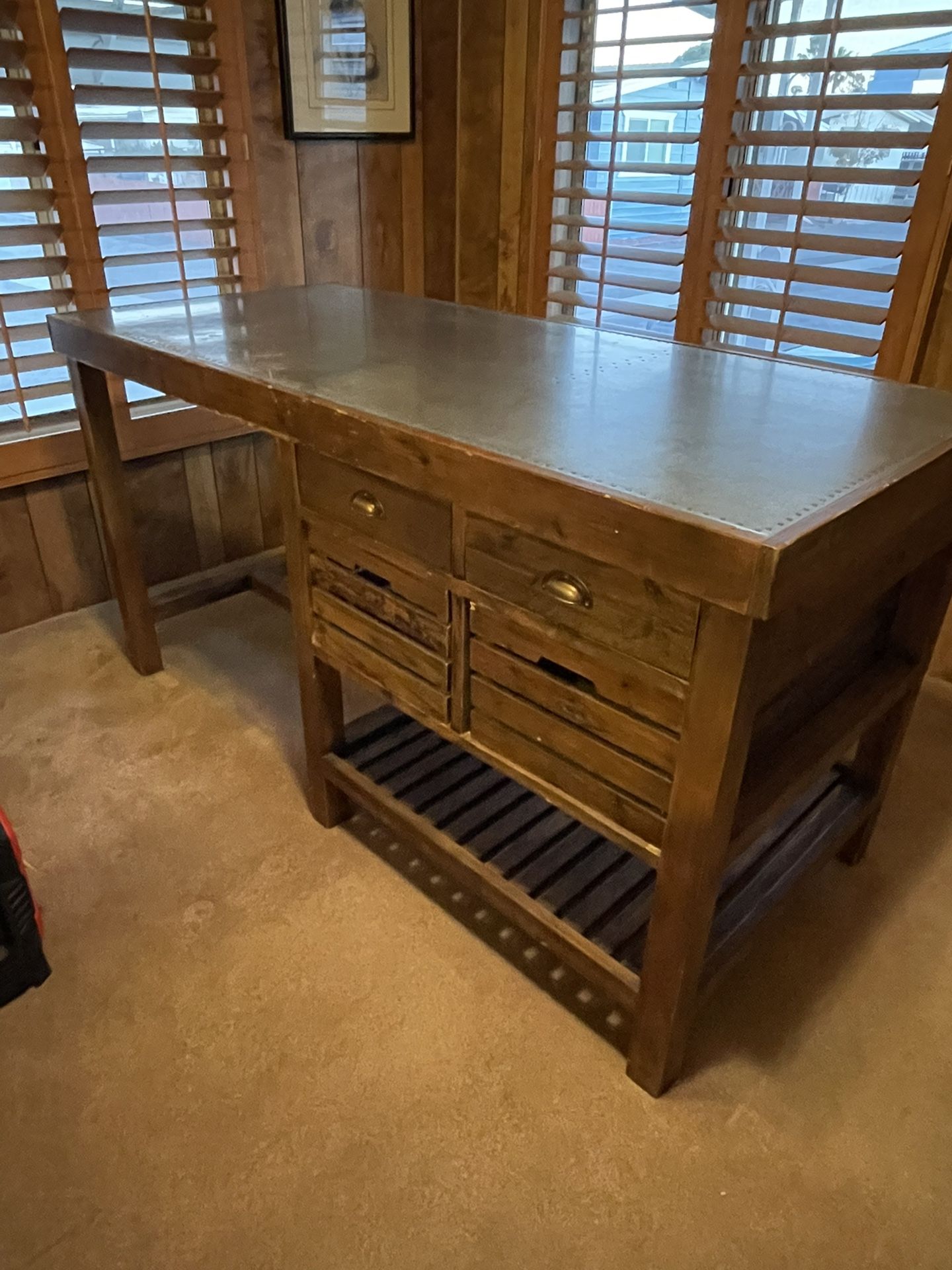 Hughes Collection Custom Table With Two Stools(read Description Below)