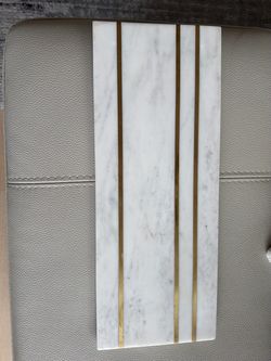 White marble tray with gold inlay