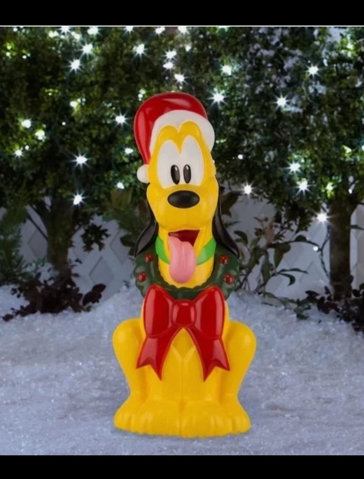 2FT Disney's Pluto in Santa Hat Lighted Christmas Blow Mold Yard Decor