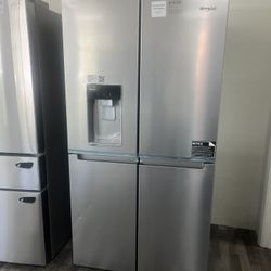 Whirlpool Counter Depth French Door Fridge & Side By Side Freezer 