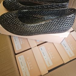 Black Glitter Slip Ons