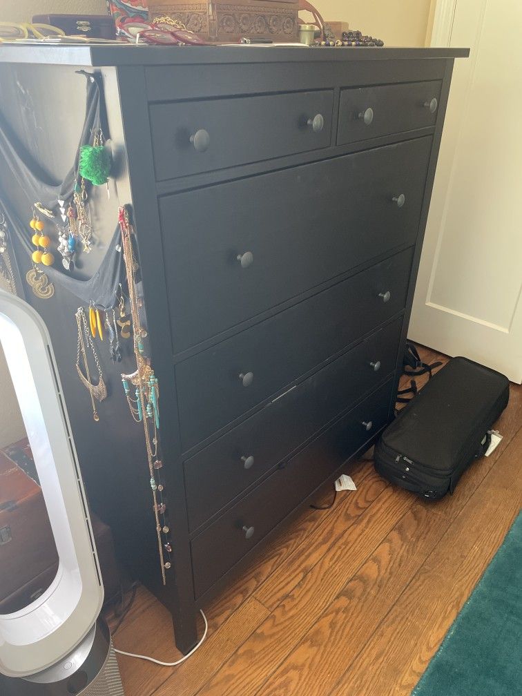 6 Drawer Tall Black Dresser