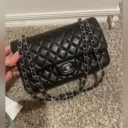 Chanel Double Flap Bag With Silver Hardware 