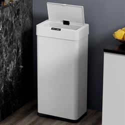 13.2 Gallon Motion Sensor Trash Can,Touchless Automatic Garbage Can Brushed Stainless Steel Smart Bin, with Bag Holder,Soft Close Lid,for Kitchen,Offi