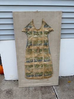 Antique Textile Dress Fragment Mounted on Linen