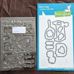 New Lawn Fawn Stamps/Die Set - RETIRED Love 'n Breakfast 