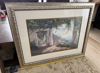 Large European Building landscape painting 