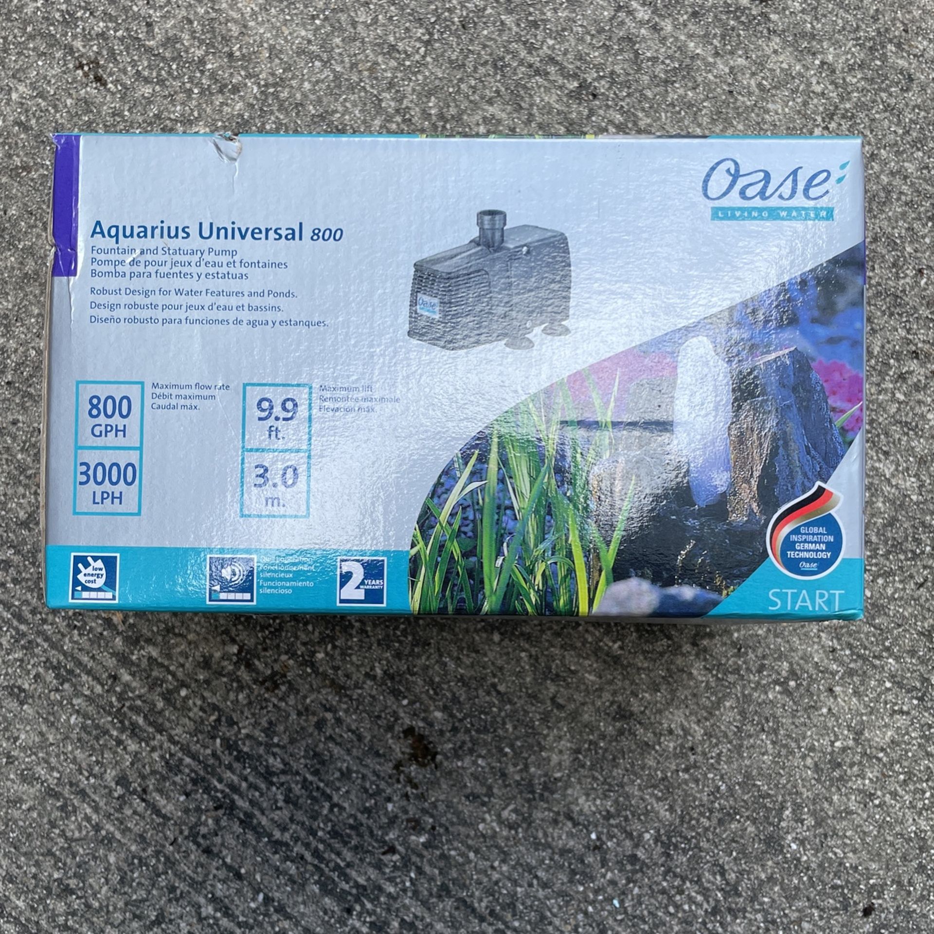 Oase Aquarius Universal 800 Water Pump For Fountain Or Pond