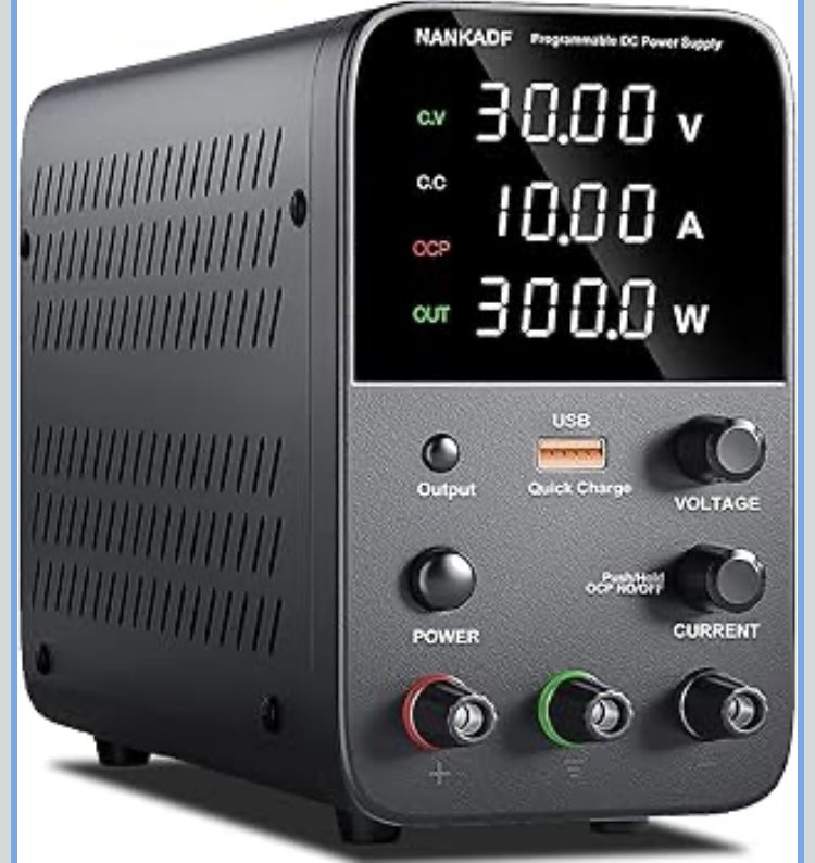 DC Power Supply Variable, Bench Power Supply with Encoder Adjustment Knob, Output Enable/Disable Button, Adjustable Power Supplies with USB Quick-Char