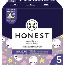 The Honest Company Clean Conscious Overnight Diapers | Plant-Based, Sustainable | Starry Night | Club Box, Size 5 (27+ lbs), 44 Count