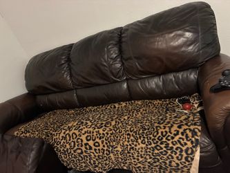 Brown leather sofas