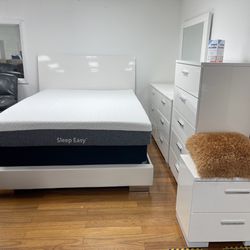 MODERN NEW WHITE QUEEN BED, DRESSER, MIRROR AND NIGHT STAND SET ON SALE ONLY $1099. KING SET $1199. IN STOCK SAME DAY DELIVERY 🚚 EASY FINANCING 