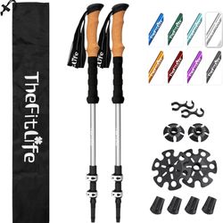 Trekking Poles - Lightweight 7075 Aluminum Hiking Sticks with Cork Grips, Adjustable Telescopic Design, Metal Flip Lock for Men & Women - Perfect for 