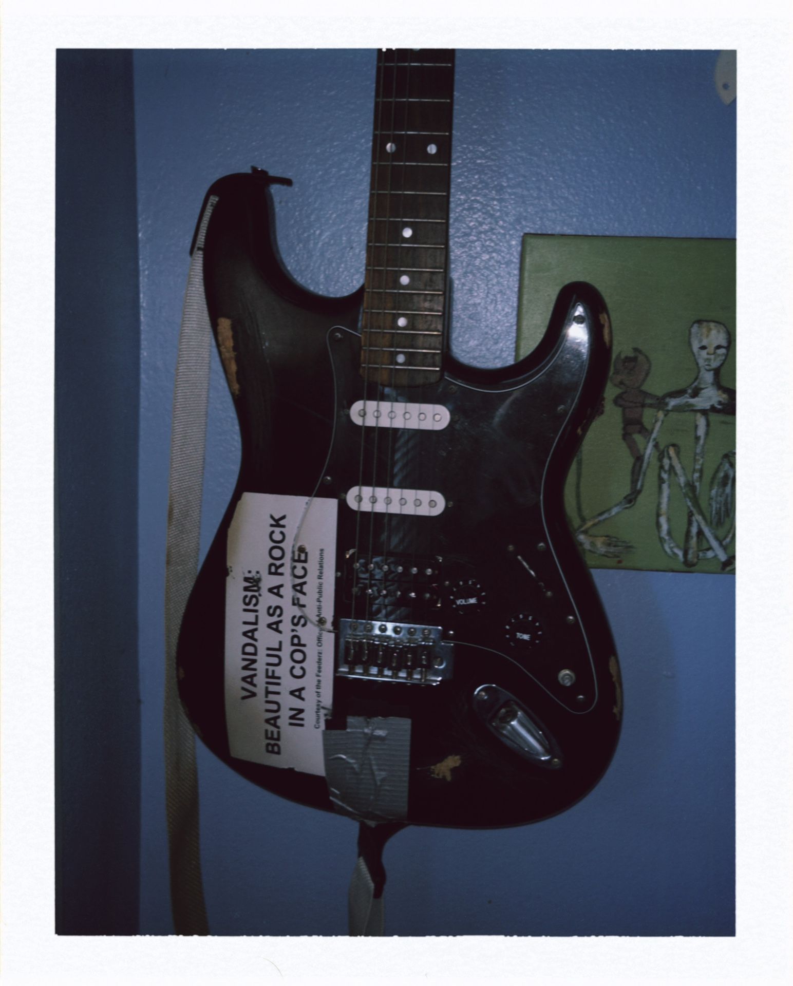 kurt cobain vandalism strat. looking to trade for a mustang