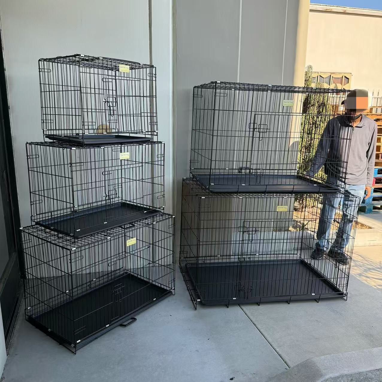 New In Box $30 To $70 24” To 48” Small To X Large Size Dog Cage Crate Foldable Collapsible Metal Steel Wire Kennel With Tray