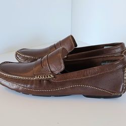 Clarks England Leather Slip On Brown Driving Penny Loafer Moccasin Men 13. 71281