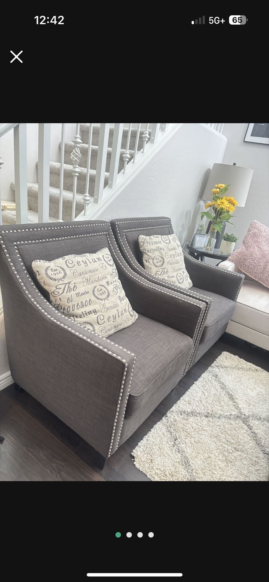 Modern Sofa chair Studded Trim /$100 each