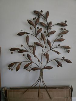 32" Metal Botanical Branch Wall Sculpture, Bronze/Copper Finish