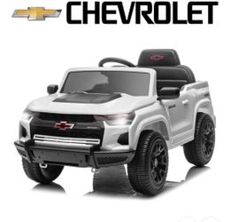 UBesGoo 12V Licensed Chevrolet Colorado Electric Ride on Car Toy for Toddler Kid w/ Remote Control, LED Lights, White