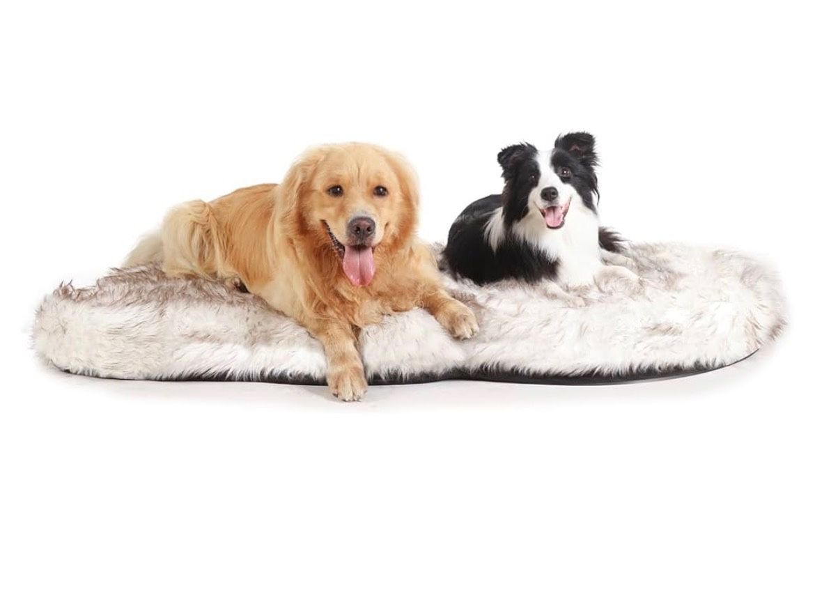 Laifug Luxury Faux Fur Dog Bed, 5-inch Thick Grade Ultra Soft Orthopedic Memory Foam Dog Bed with Faux Fur Cover, Plush Pup Rug with Removable Cover,
