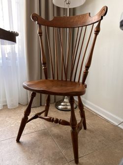 6 Ethan Allen Heirloom Nutmeg Maple Colonial Early American Fiddleback Dining Side Chairs