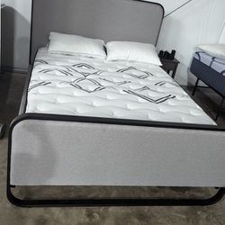 Grey Queen Platform Bed