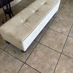 Off White Suede Ottoman 