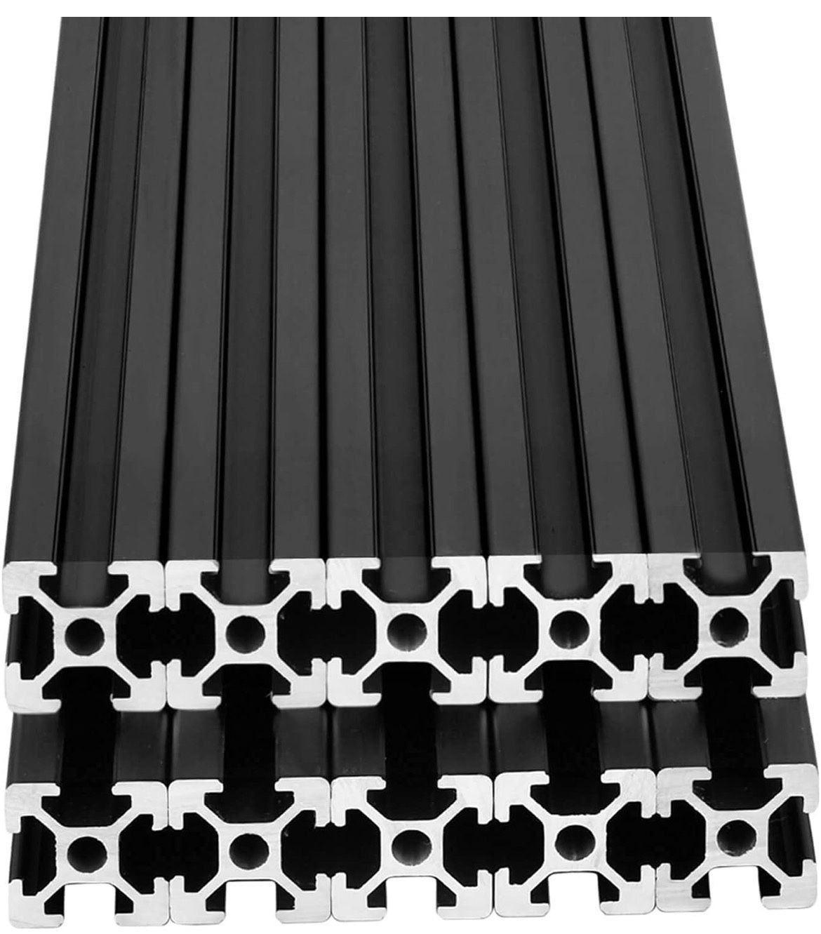 IXGNIJ 10pcs 2000mm T Slot 2020 Aluminum Extrusion European Standard Anodized Linear Rail for 3D Printer Parts and CNC DIY Black(78.7'')