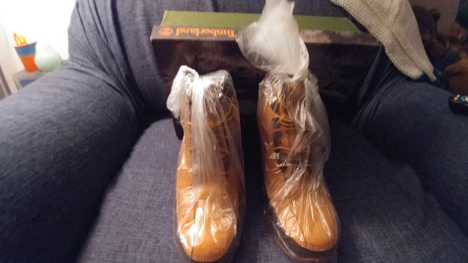 Size 8 & 1/2 Brand New Ladies Timberland boots; CLEAN and Never Worn in original plastic and box. 70.00 OBO