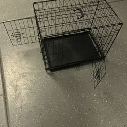 Foldable Metal Wire Dog Crate with Tray, Double Door, Divider, 24 x 18 x 20 in, Black 