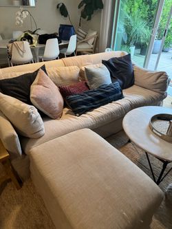 Large Beige Sectional Sofa with Chaise