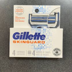 Gillette Skinguard Sensitive Mens Razor Blade Refills, 4 Cartridges New Sealed