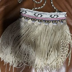 Elliot Mann Purse Beaded Fringe Coin Indie Firefly Boho Art to Wear Retro