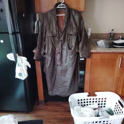 Leather Vintage Duster Long Trench Coat