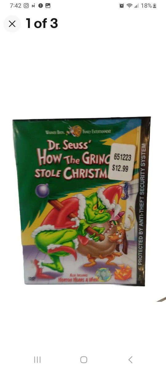 New Sealed Dr. Seuss' How the Grinch Stole Christmas! (DVD, 2000, Full Screen)