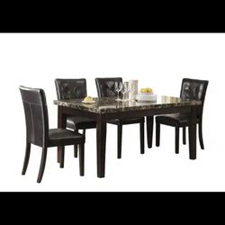 Marble dining Room Table Set (6 Leather Chairs)